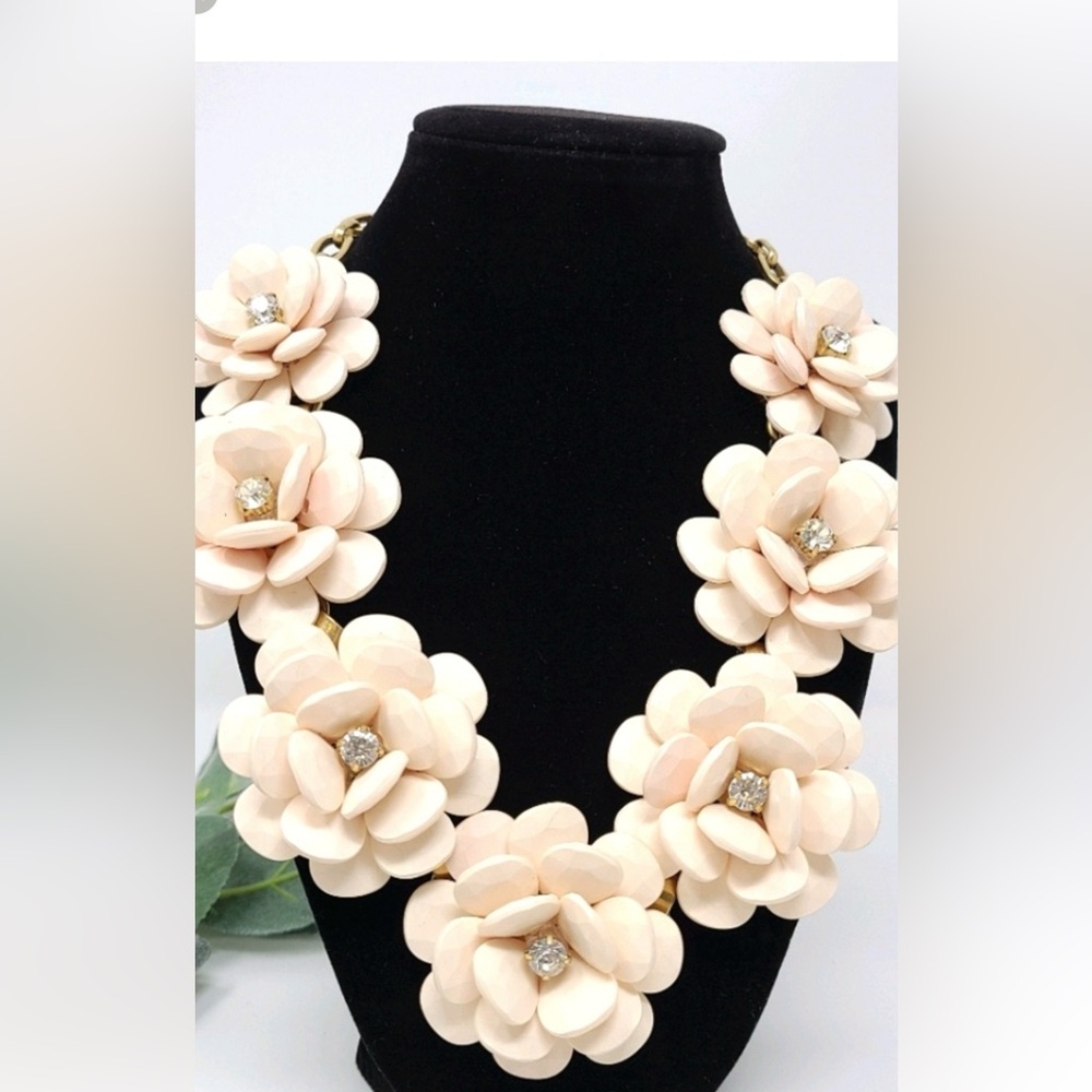 J. Crew Large Blush Flower Statement Necklace - image 1